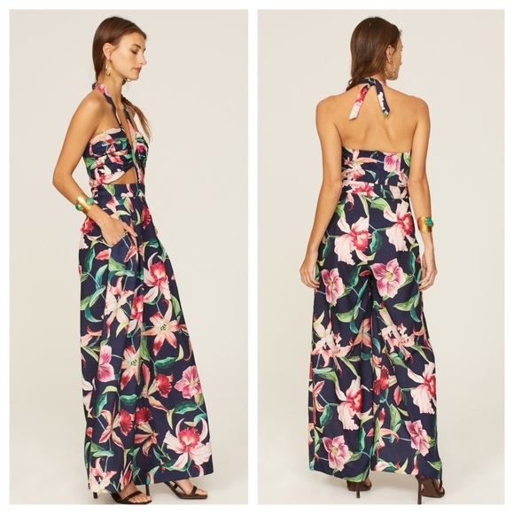 PatBO Laelia Cutout Floral Wide-Leg Jumpsuit | Size 0 | NWT - Picture 2 of 10